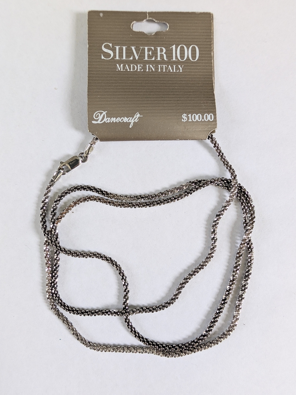 NWT Danecraft Silver 100 Italian Silver Necklace 30"